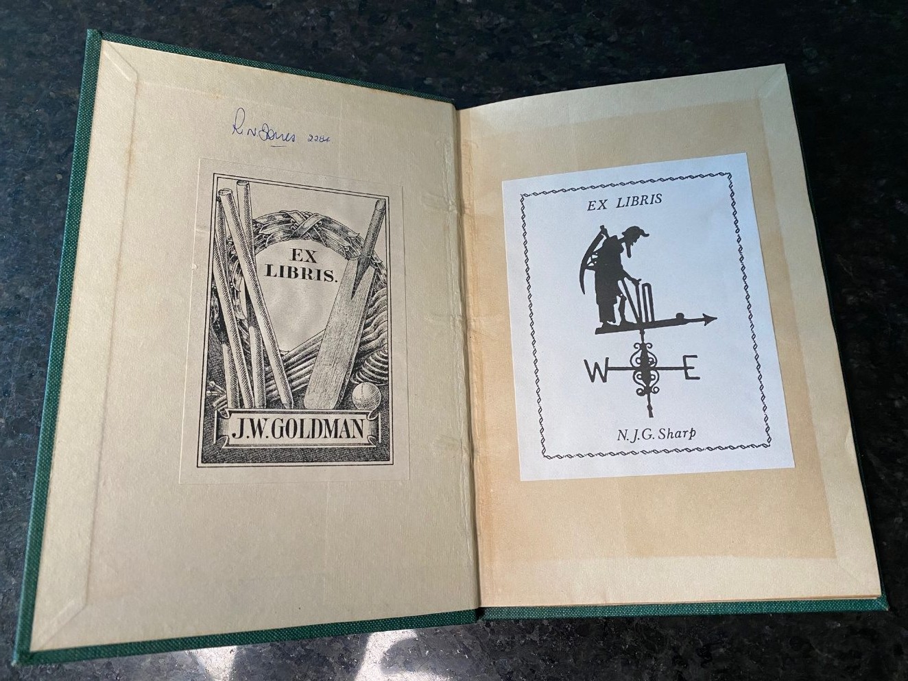 The bookplates inside the original copy of Played On