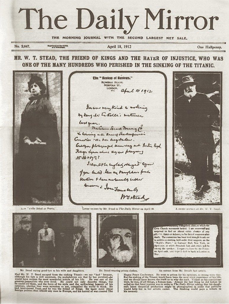 The Daily Mirror reports the sinking of the Titanic, April 1912