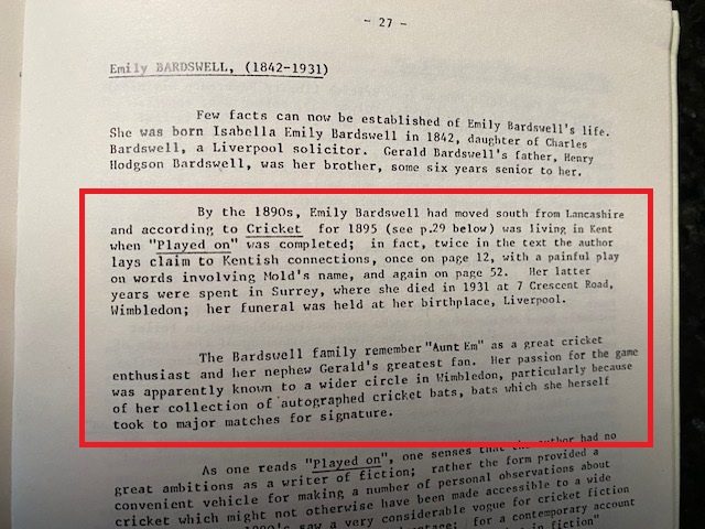 Page 27 of the 1979 reprint, with the note on &lsquo;Aunt Em&rsquo;s&rsquo; bat collection